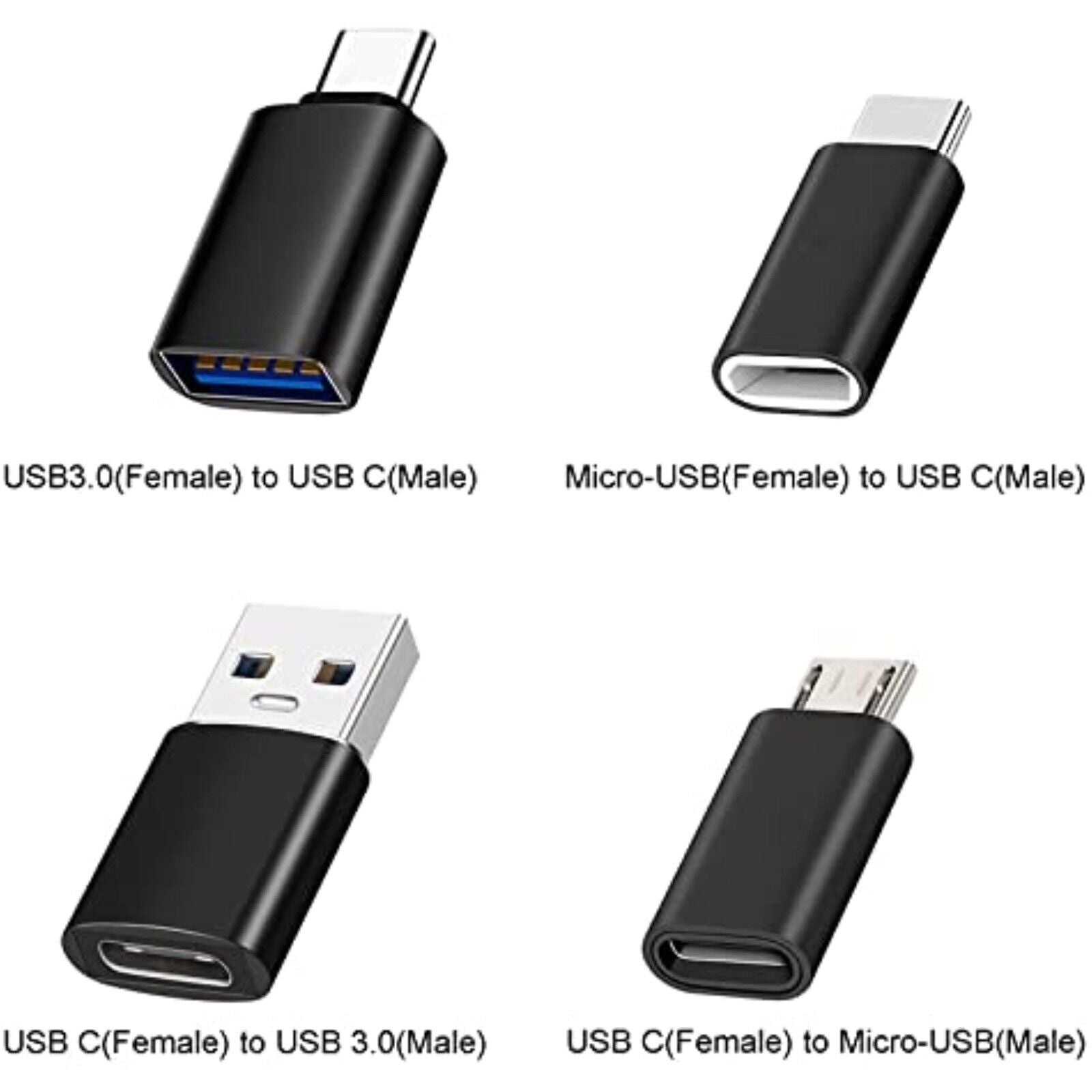 4x Micro USB, USB Type C, USB adapter charging cable data cable for Samsung Huawei Oppo