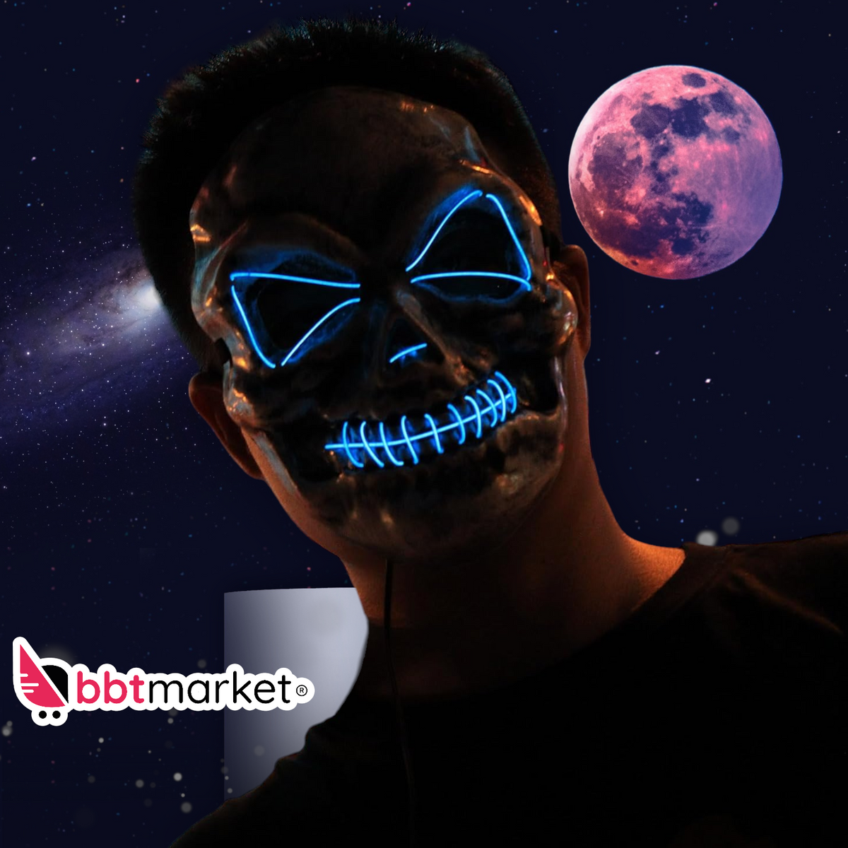 LED Mask The Purge Helloween Carnival Rave Party, with light effects Helloween Zombi Party