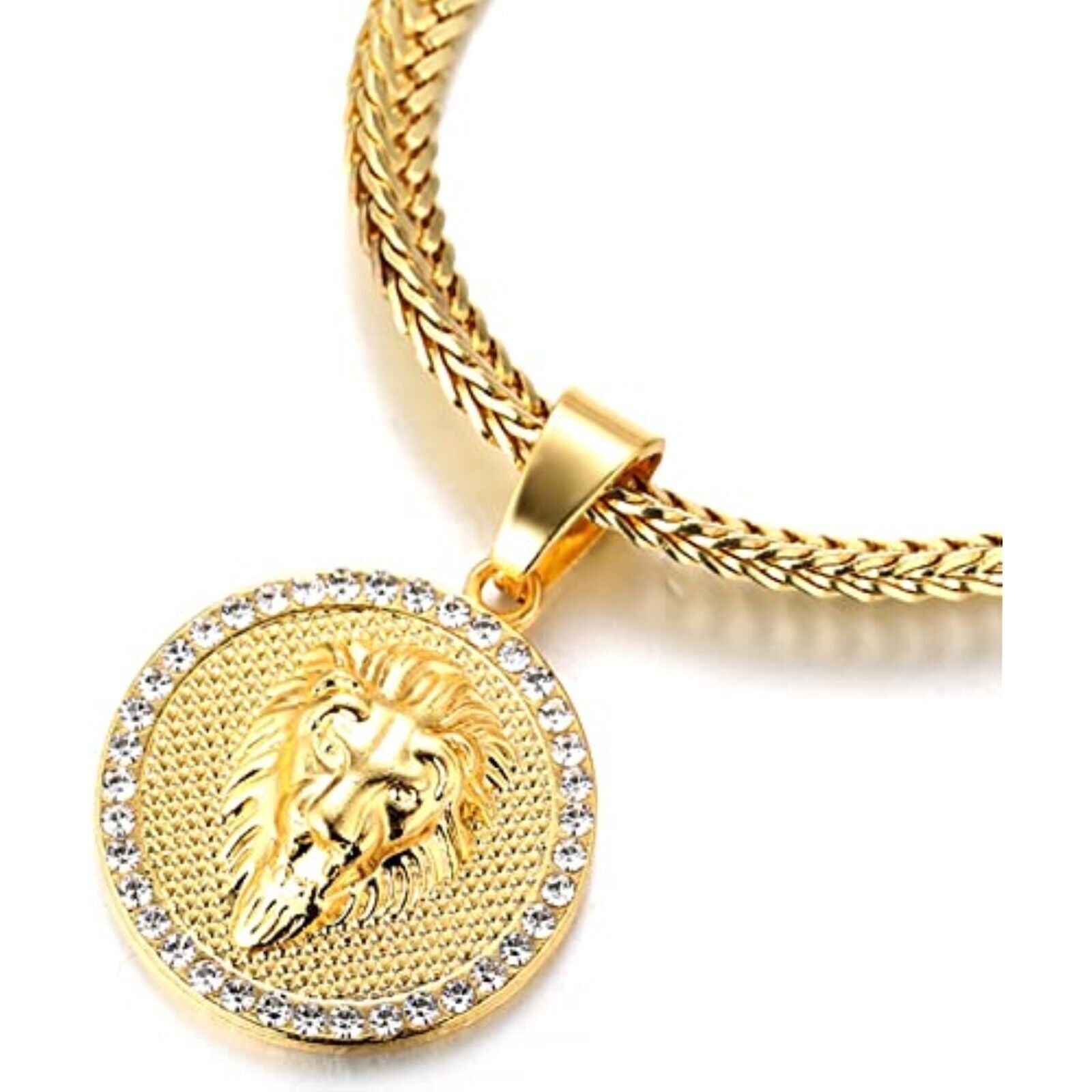 "Kings Landing" necklace with lion pendant, 18 kt real gold-plated foxtails