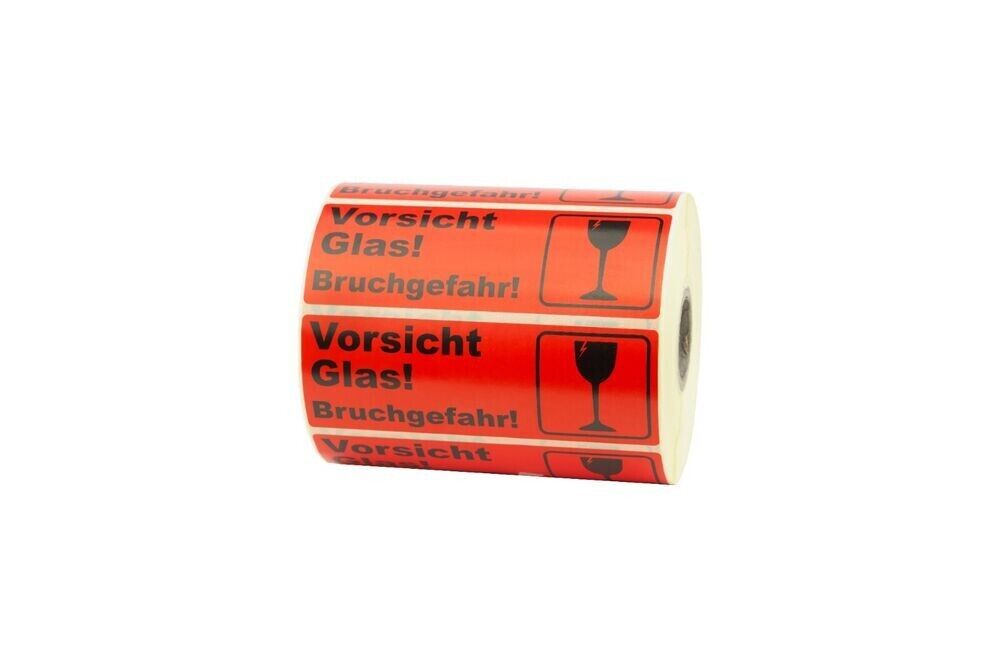 1000 pieces Caution: Risk of glass breakage! Shipping labels warning stickers 105x37mm