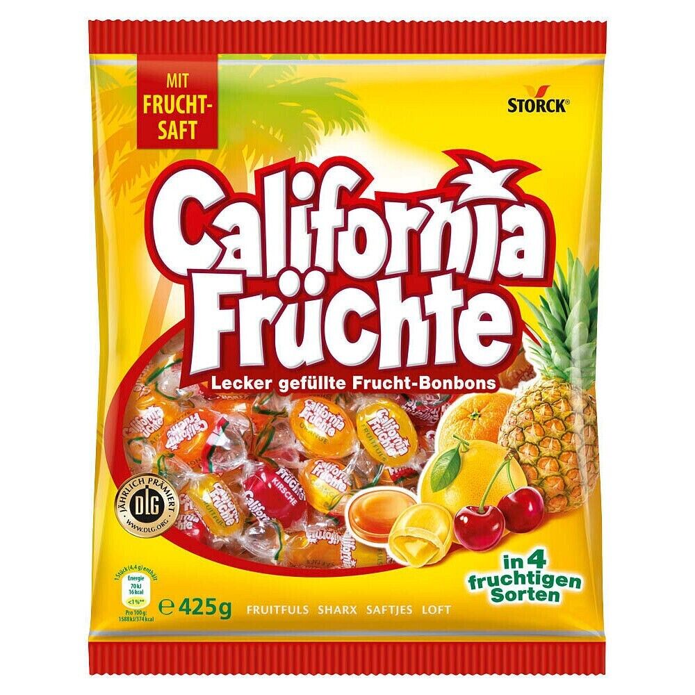 California Fruits 425g – Filled candies with fruit juice – 4 fruity varieties