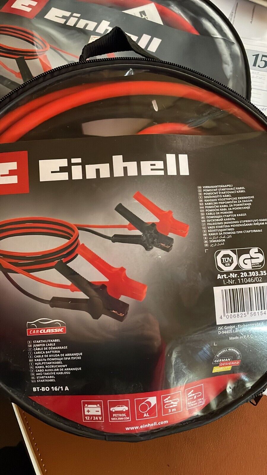 Einhell jumper cable, jumper cable, 300cm, 350 Ampere, car starter cable