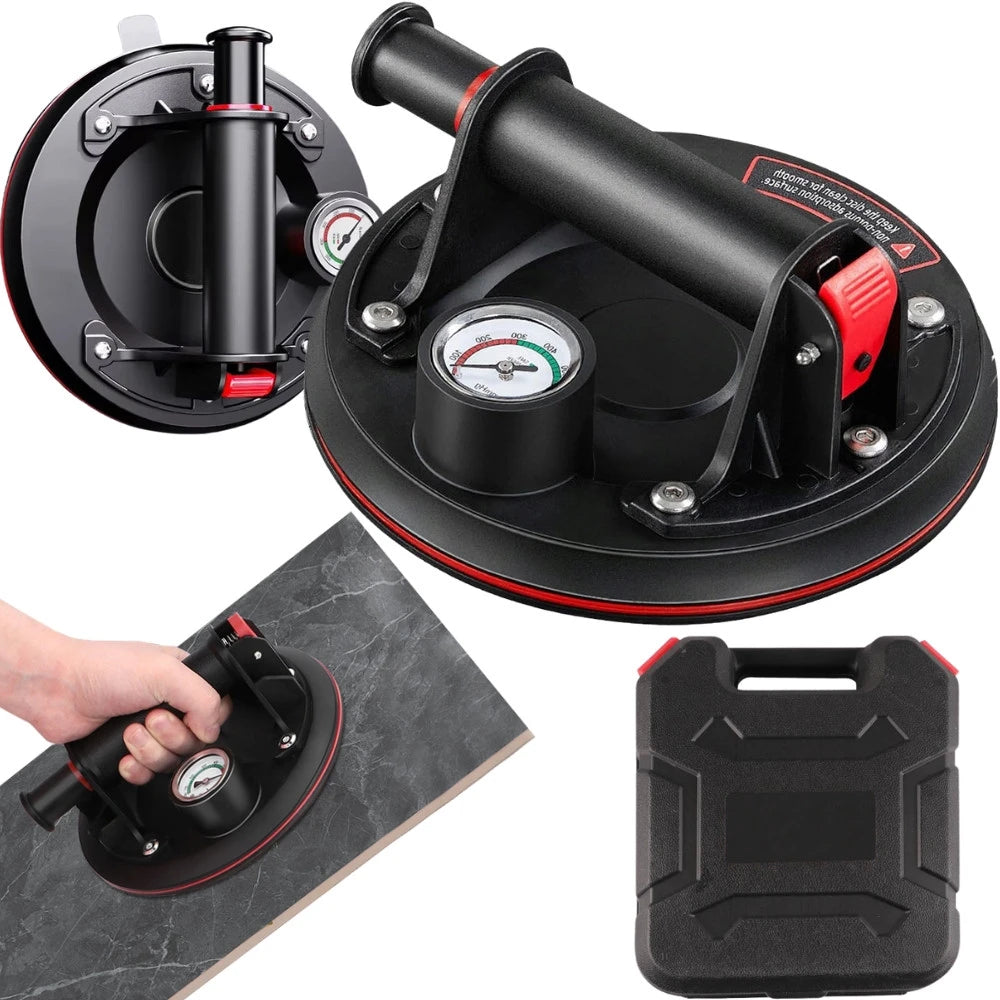 Vakuumheber bis 200 kg mit Manometer & Pumpe – 20 cm Saugnapf für Fliesen, Glas und Steinplatten