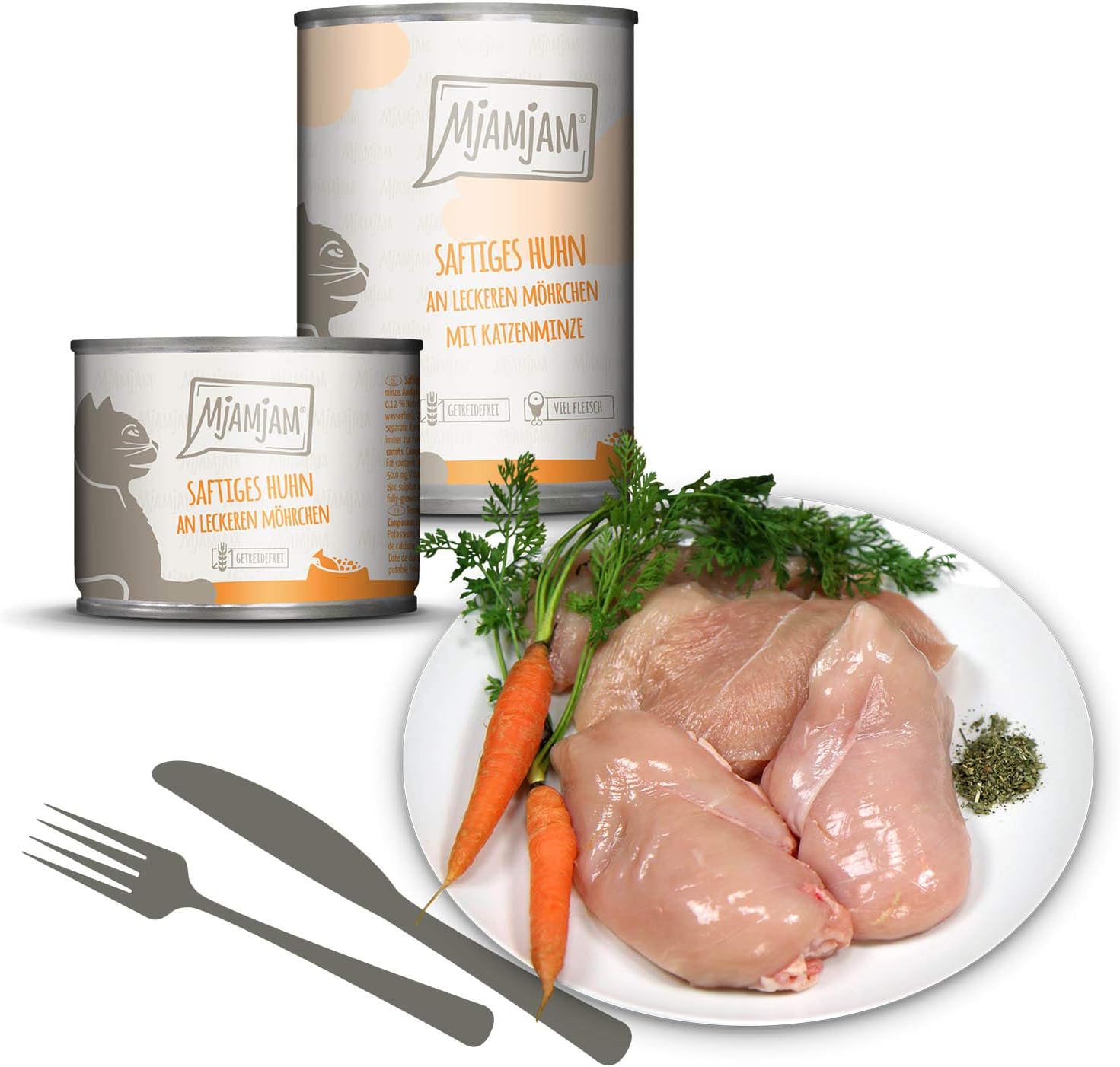 MjAMjAM Premium Katzen Nassfutter Mixpaket 6x200g getreidefrei Monoprotein