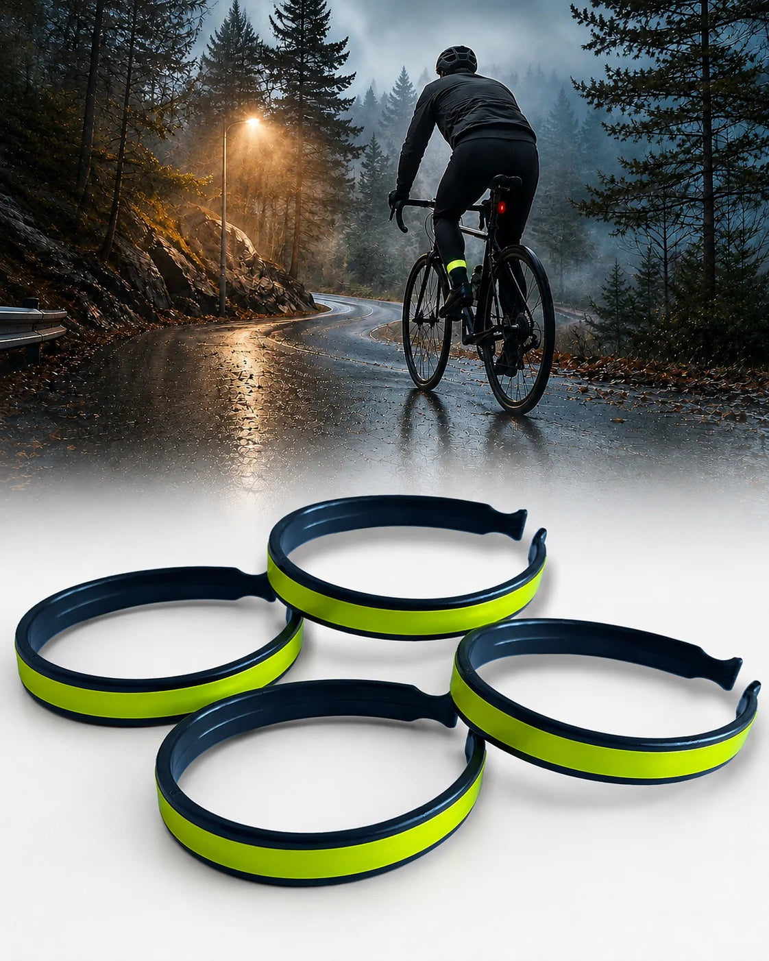 1- 4 Stück Hosenklammern Fahrrad Hosen Hosenspangen Hosenklammer Klammer Spangen Reflektorband Reflexband Reflektierendes Band Joggen Fahrrad