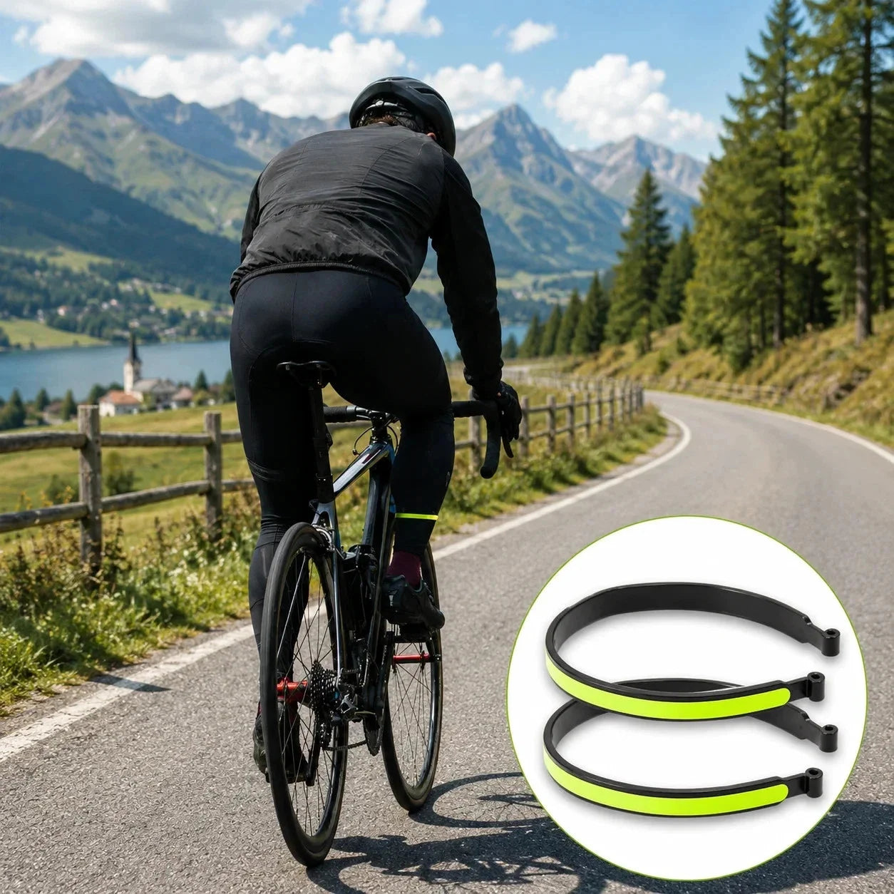 1- 4 Stück Hosenklammern Fahrrad Hosen Hosenspangen Hosenklammer Klammer Spangen Reflektorband Reflexband Reflektierendes Band Joggen Fahrrad