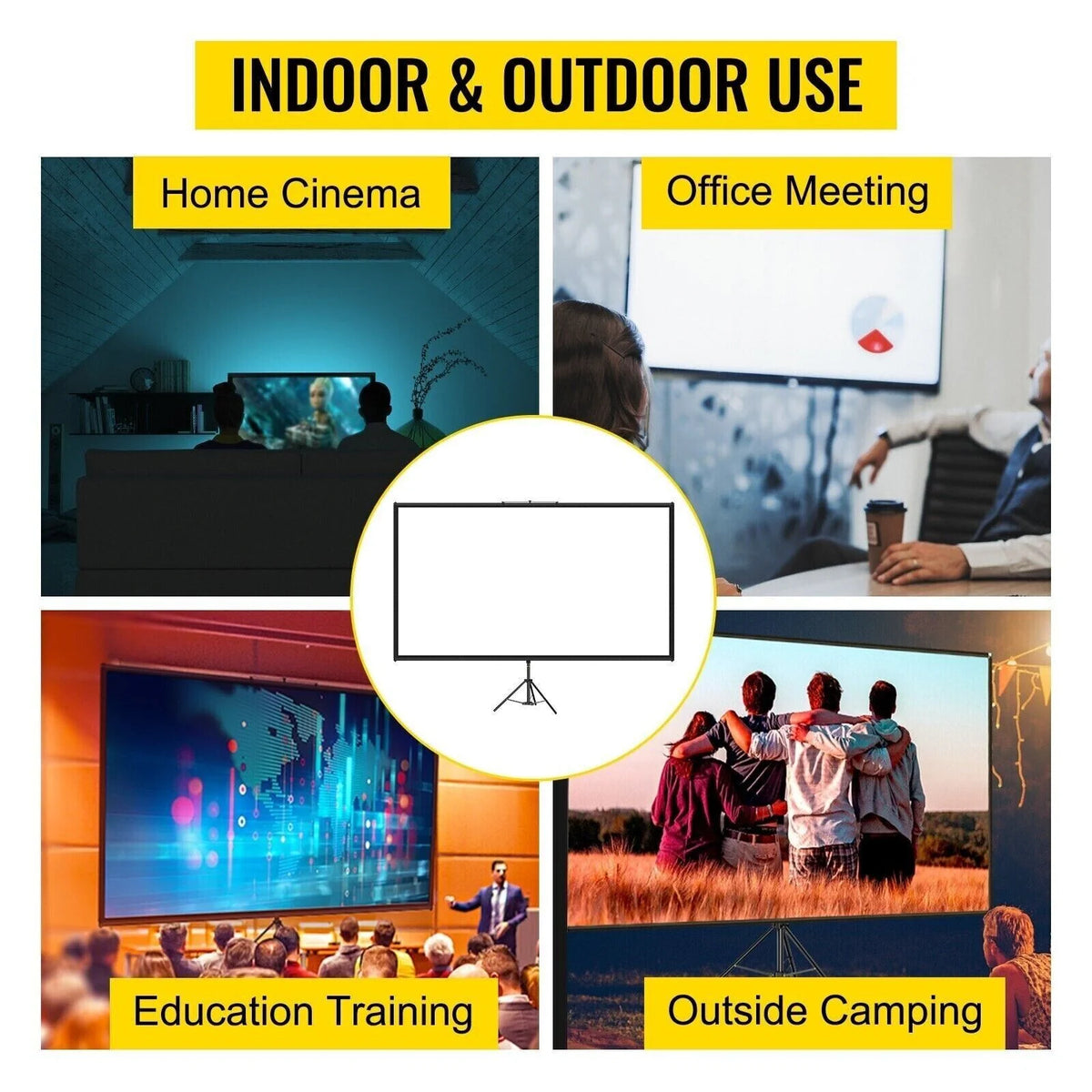 100 Zoll Beamer Leinwand mit Stativ 16:9 – Tragbare 4K HD Projektionsleinwand für Heimkino, Outdoor Kino, Camping und Präsentationen