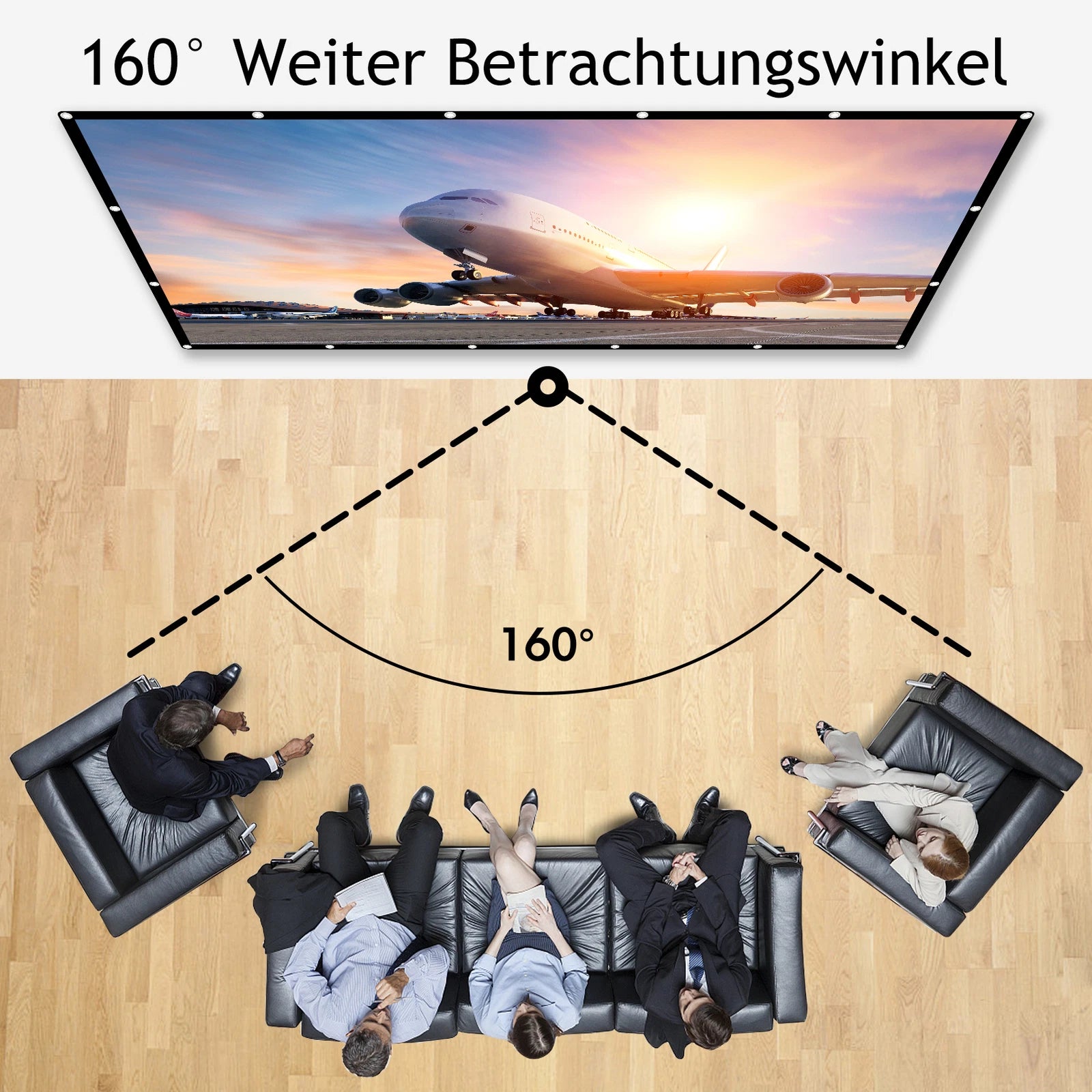 Beamer Leinwand,100 Zoll 16:9 HD Faltbarer Bildschirm für tragbare Projektionsfilme für Heimkino-Außenunterstützung