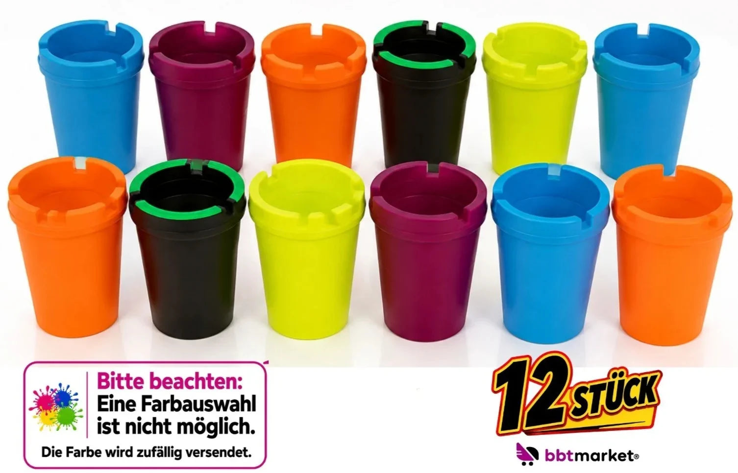 Aschenbecher Kunststoff Tischaschenbecher 11x8cm Bunt Gemischte Farben