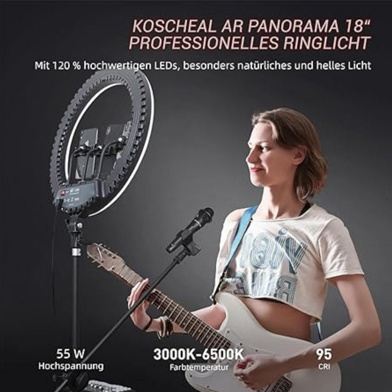 18 Zoll Ringlicht LED Ringleuchte mit Stativ Fernbedienung Handyhalter