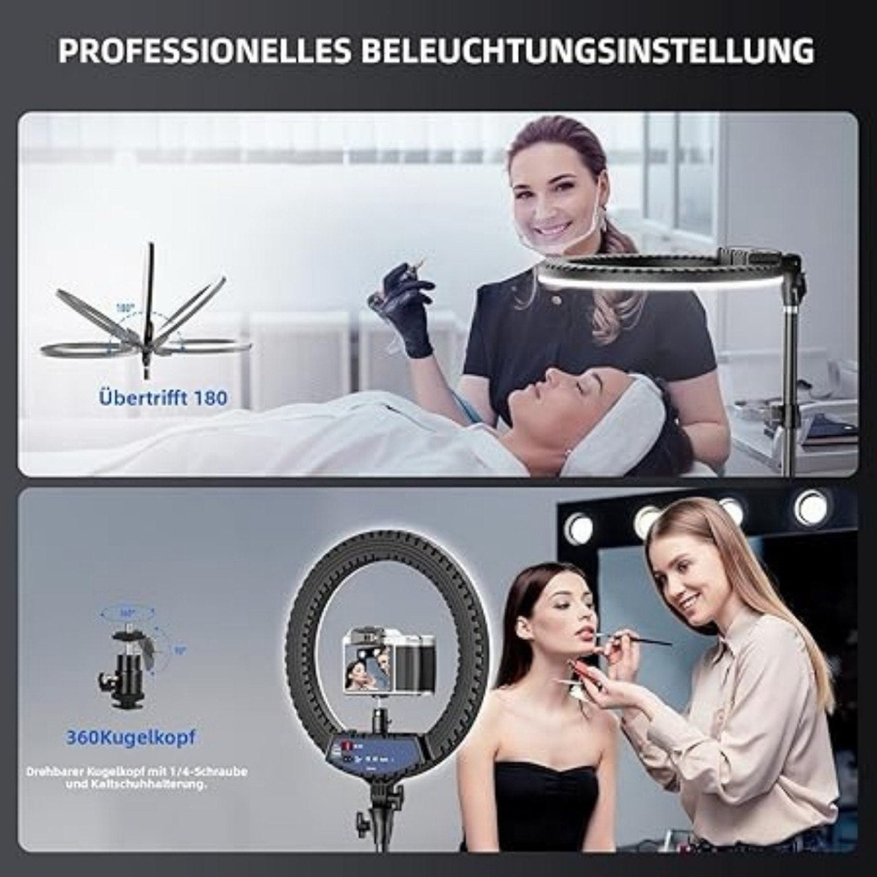 18 Zoll Ringlicht LED Ringleuchte mit Stativ Fernbedienung Handyhalter