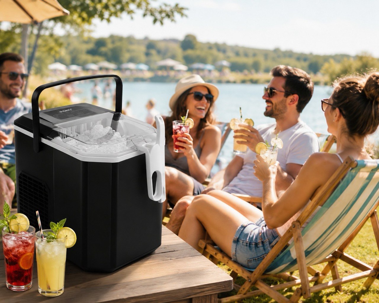 Eiswürfelmaschine 12kg/24h 1,2L Schnell Eiswürfelbereiter Schwarz Ice Maker