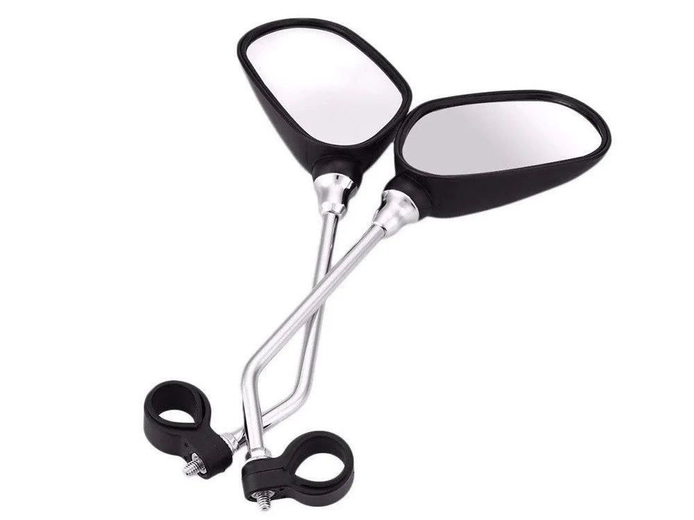 2 Fahrradspiegel mit Reflektor Lenkerspiegel 20-25 mm Verstellbar Schwarz