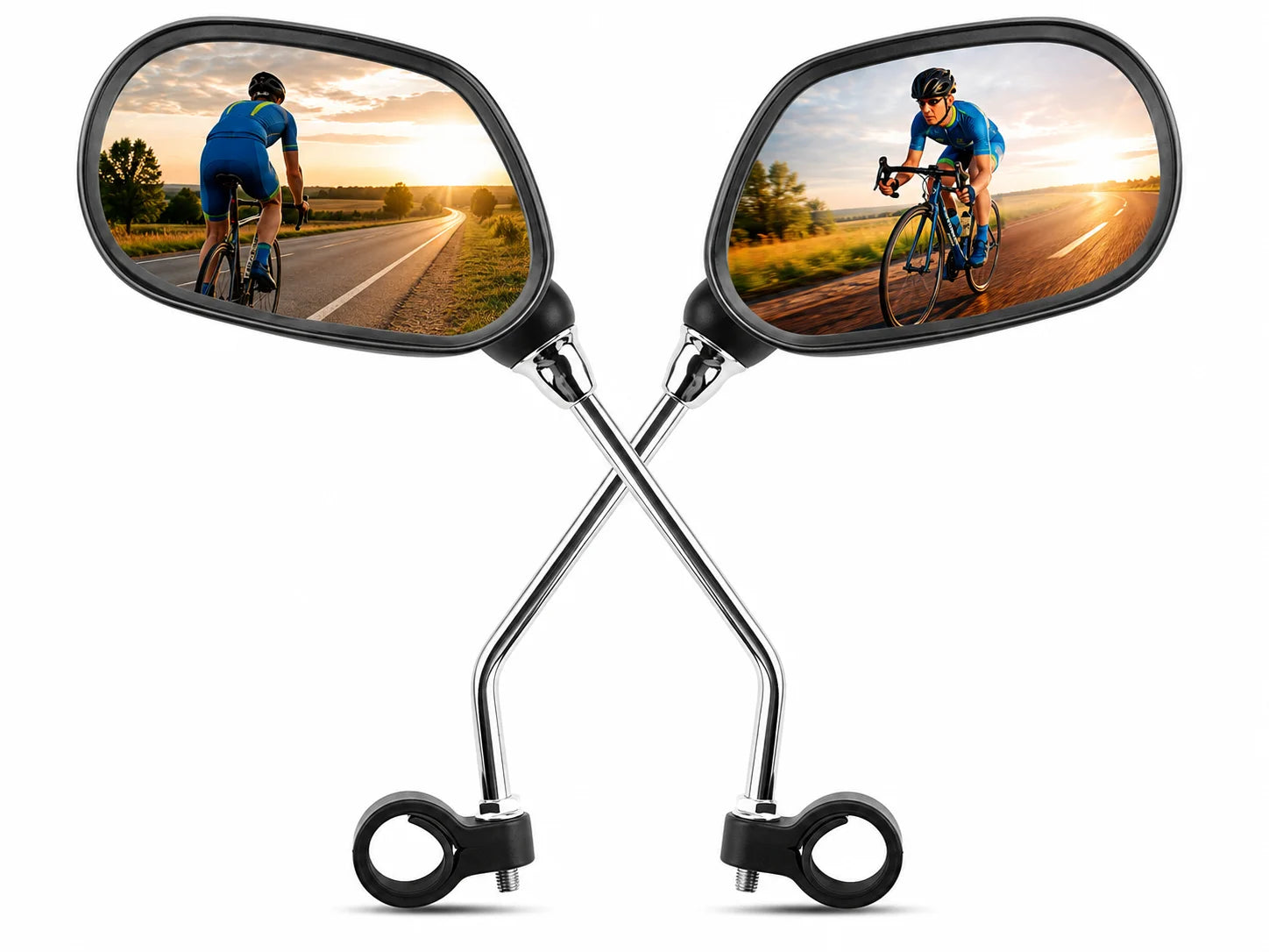 2 Fahrradspiegel mit Reflektor Lenkerspiegel 20-25 mm Verstellbar Schwarz
