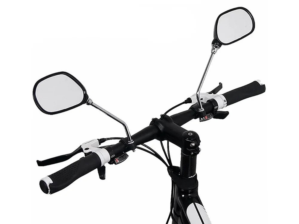 2 Fahrradspiegel mit Reflektor Lenkerspiegel 20-25 mm Verstellbar Schwarz