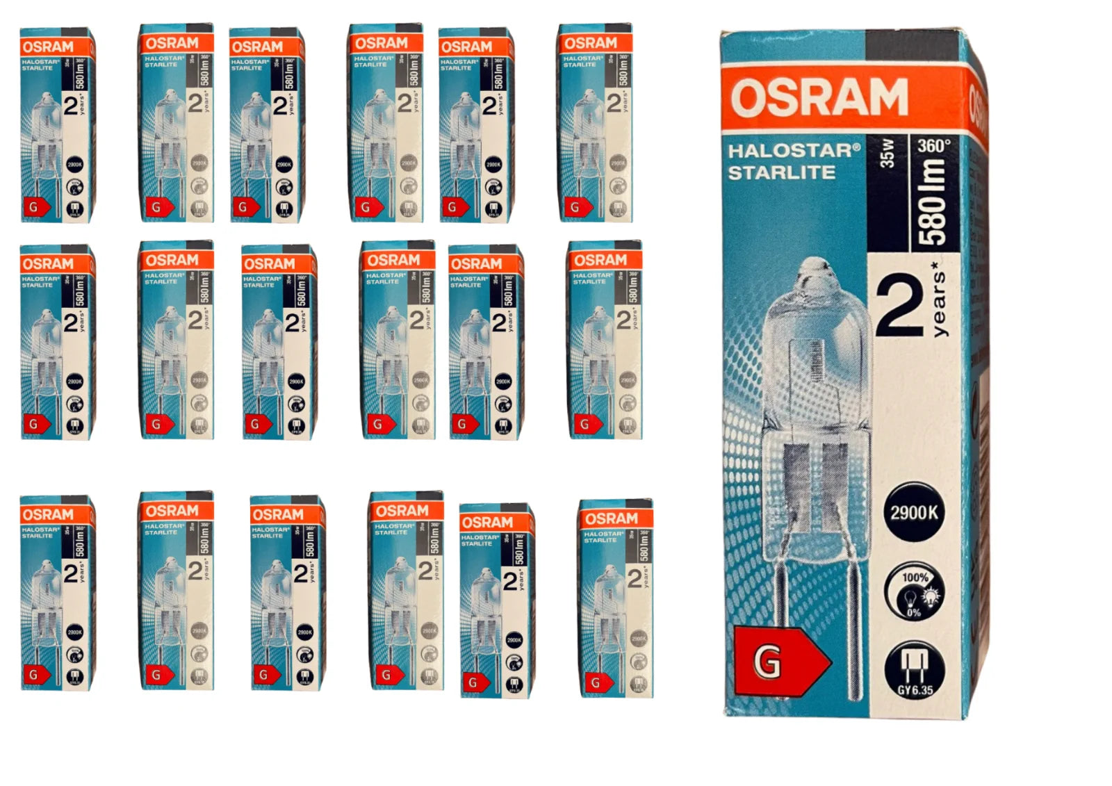 20x Osram HaloStar GY6.35 Halogen Stiftsockellampen 35W 12V warmweiß dimmbar Vorratspack