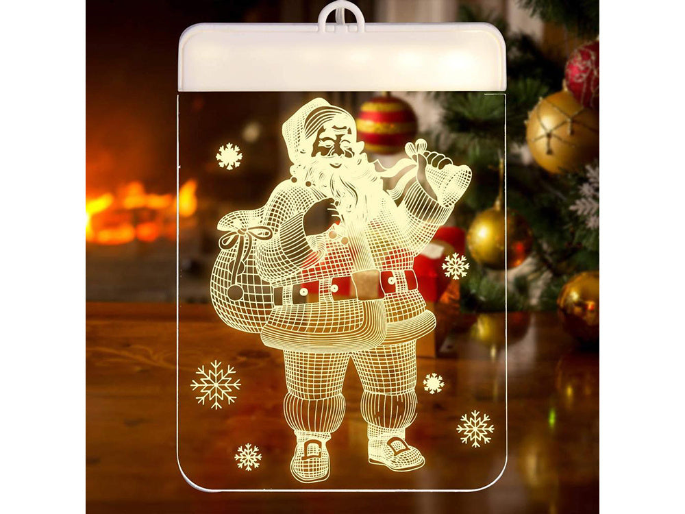 3D Glasmalerei LED Fensterdeko Weihnachten doppelseitig warmweiß Beleuchtung 🎄
