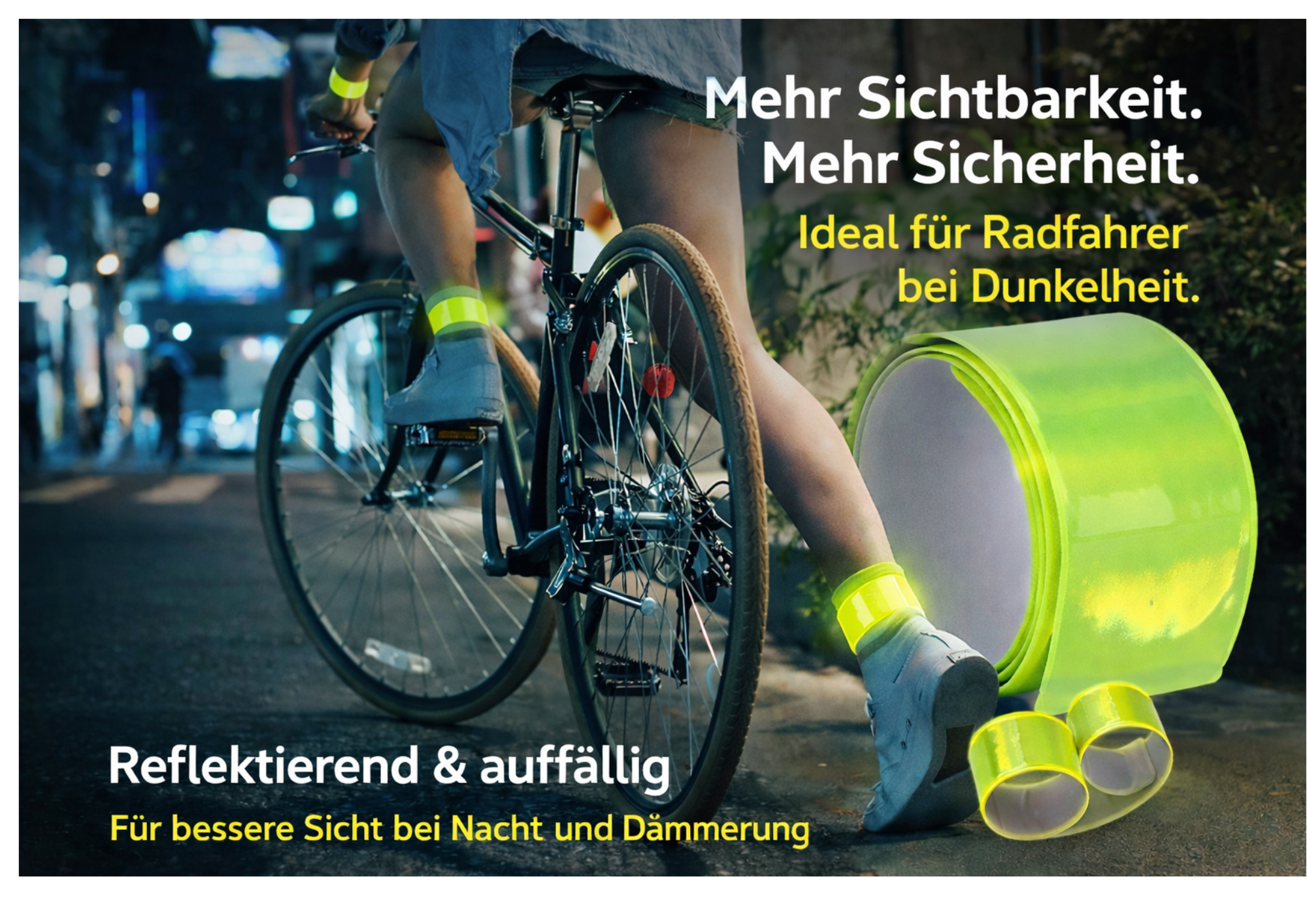 4 x Leuchtarmbänder Jogging Reflektorband Laufarmband Licht Sicherheitsarmband