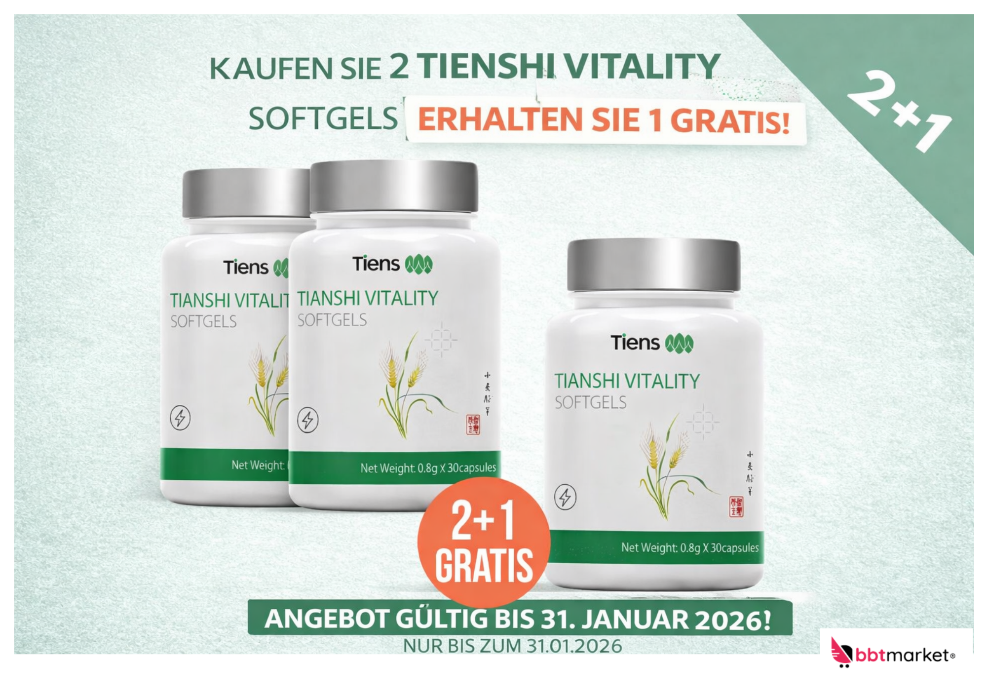 Tiens Vitality Softgels mit kaltgepresstem Weizenkeimöl Omega-3  Vitamin E - Hochwertiges Nahrungsergänzungsmittel für Immunsystem und Hautgesundheit