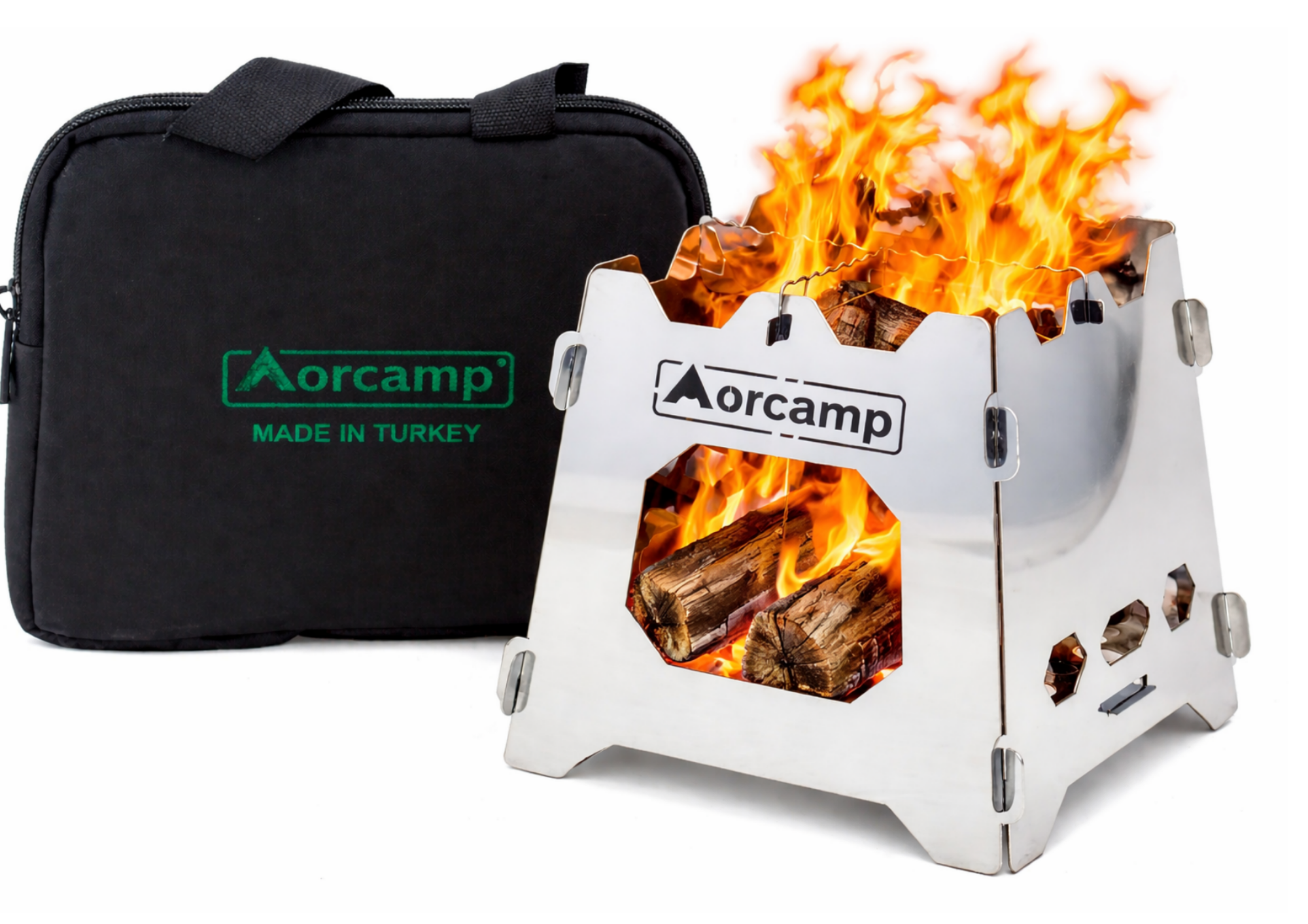 Stainless steel pocket stove camping stove wood gasifier oven emergency stove foldable travel 