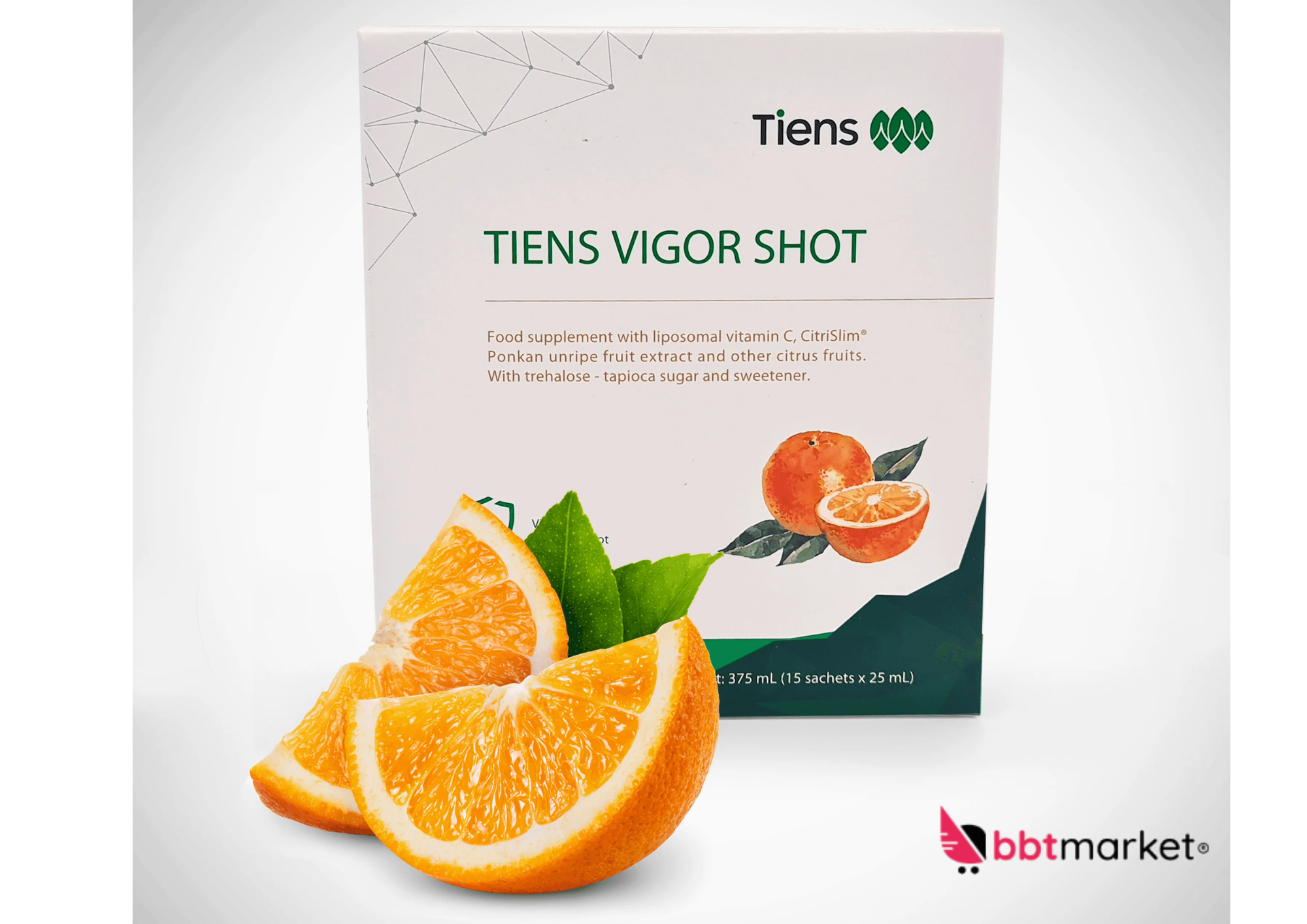 TIENS Vigor Shot Vitamin C Nahrungsergänzung – 15 Trinkampullen mit Vitamin C und Zitrusfrucht-Extrakten