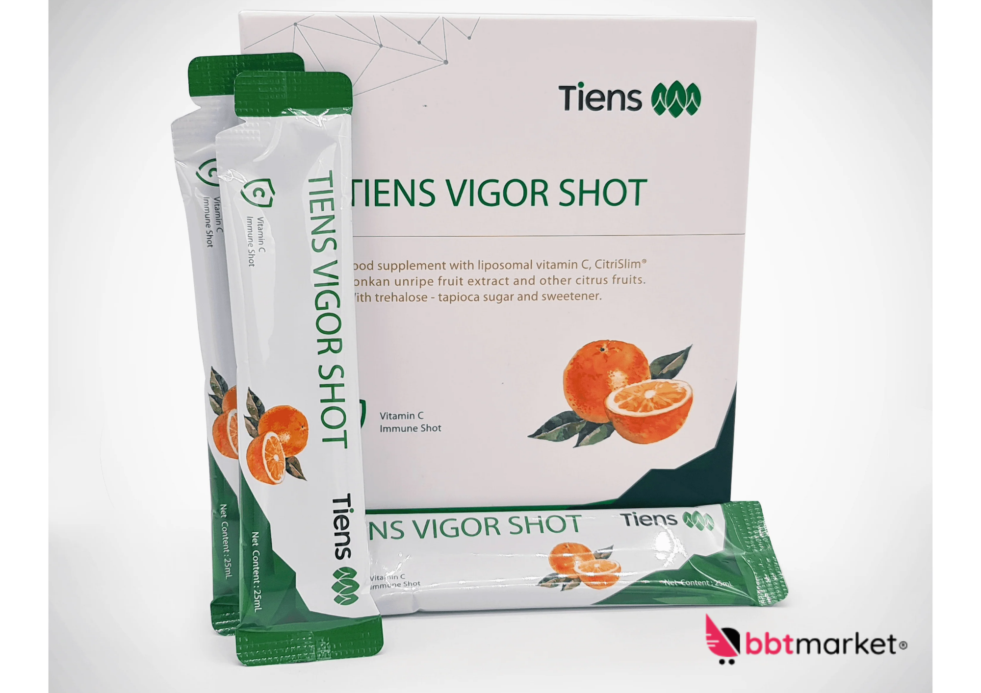 TIENS Vigor Shot Vitamin C Nahrungsergänzung – 15 Trinkampullen mit Vitamin C und Zitrusfrucht-Extrakten