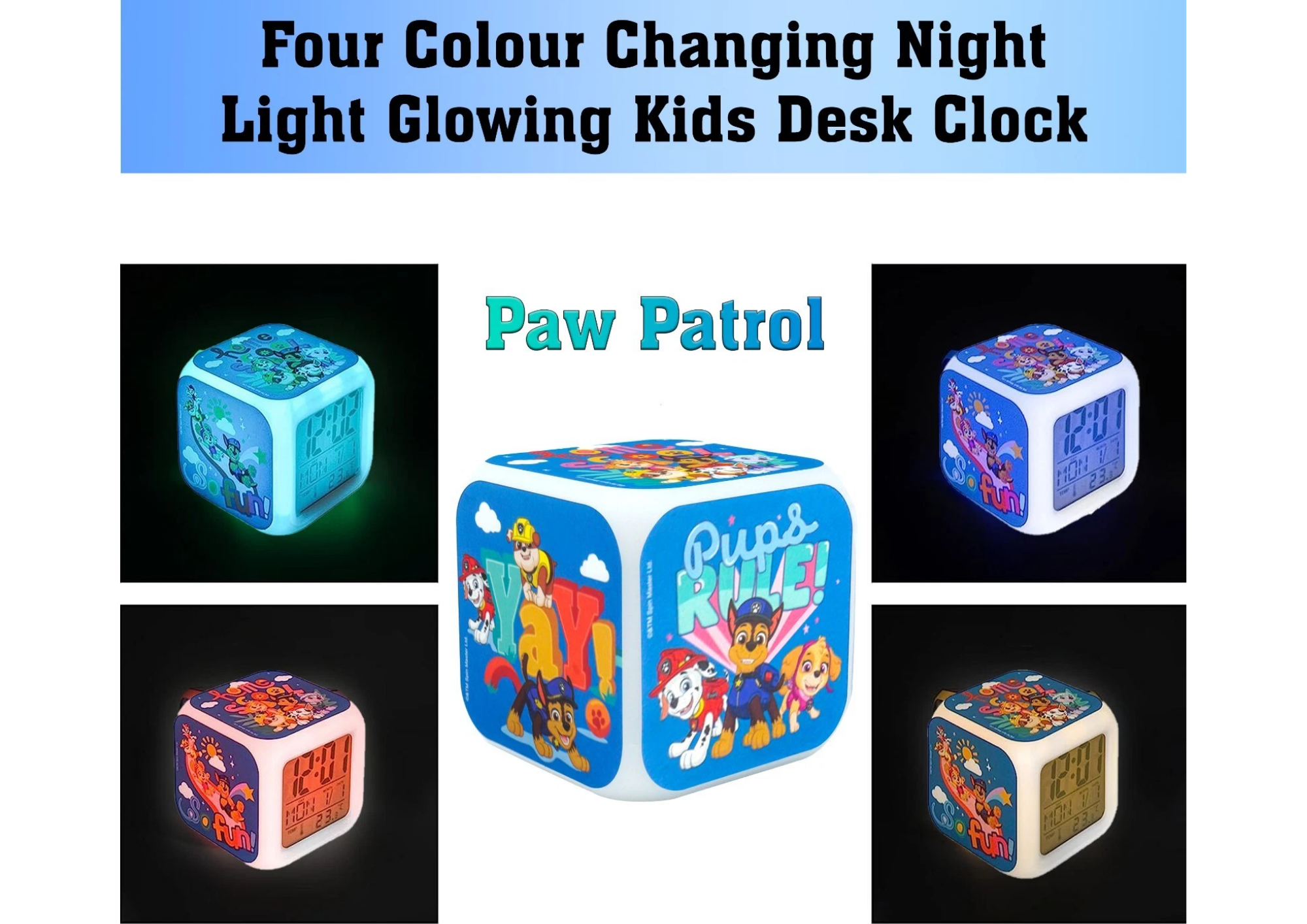 Kinder Digital Wecker 8cm mit LED Farbwechsel Nachtlicht & Alarmfunktion