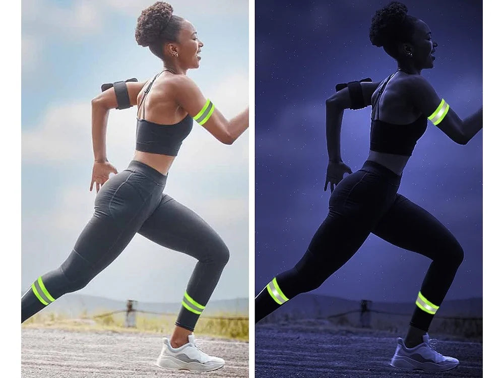 2x Reflektorband reflektierendes Armband Reflektor Fahrrad Joggen Laufen Leuchte