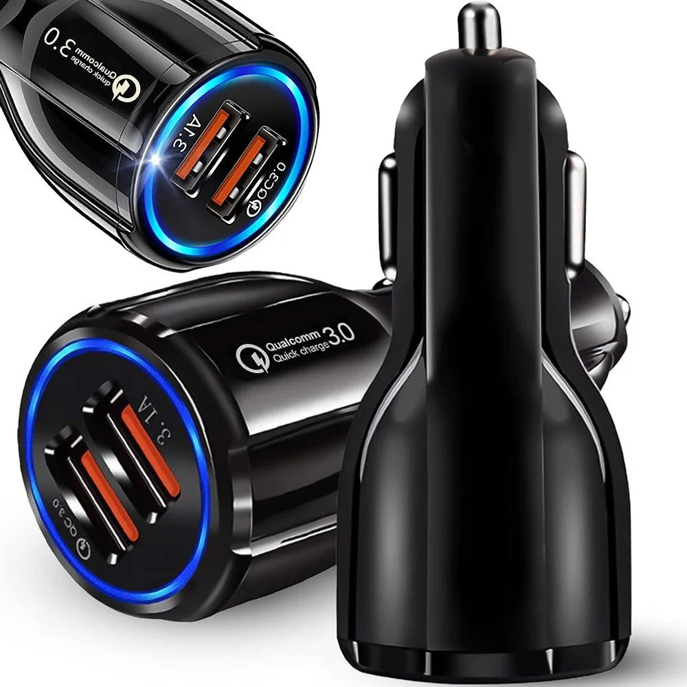 USB Auto Ladegerät mit 2x USB & Quick Charge 3.0 – KFZ Schnellladegerät für 12V/24V Zigarettenanzünder