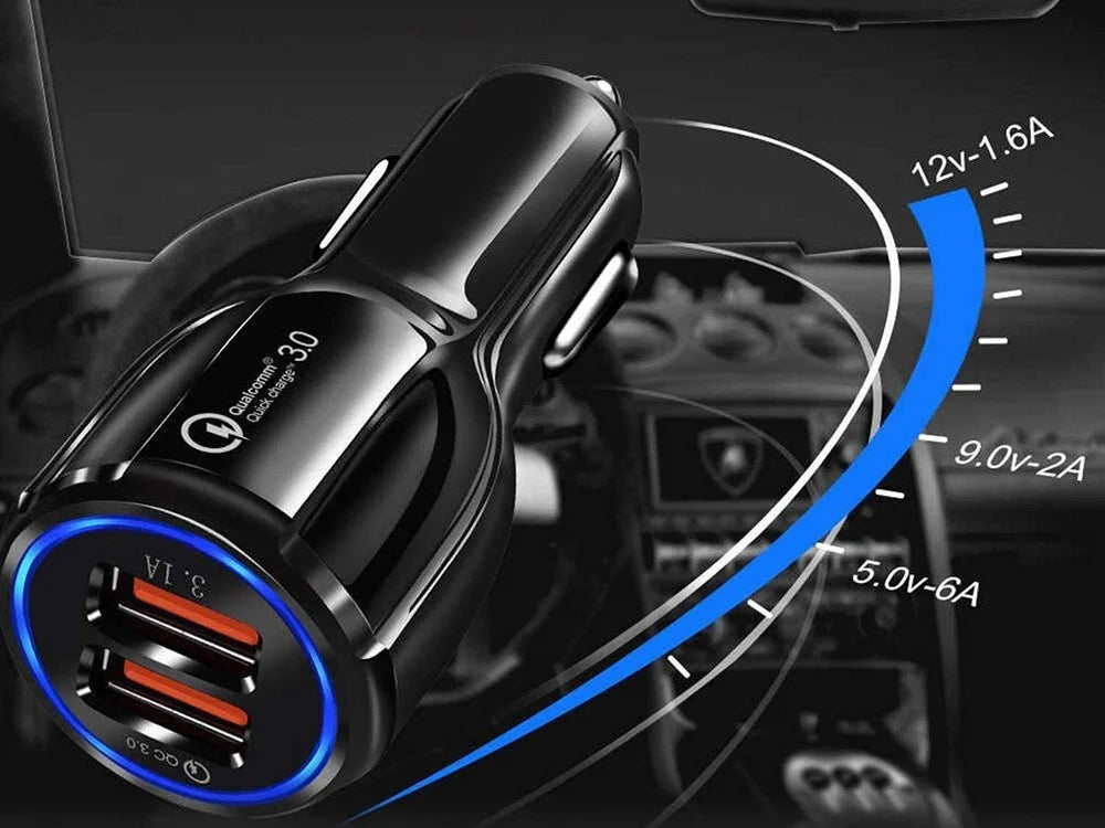 USB Auto Ladegerät mit 2x USB & Quick Charge 3.0 – KFZ Schnellladegerät für 12V/24V Zigarettenanzünder