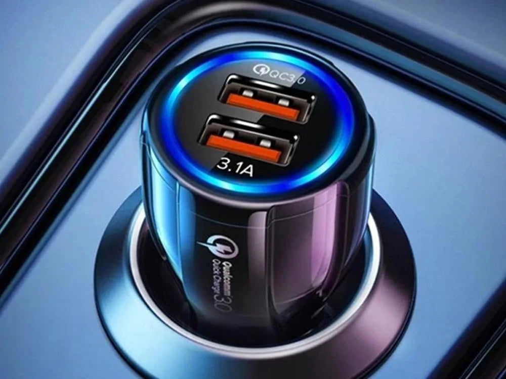 USB Auto Ladegerät mit 2x USB & Quick Charge 3.0 – KFZ Schnellladegerät für 12V/24V Zigarettenanzünder