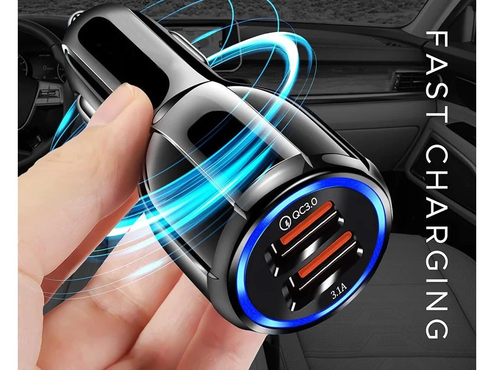 USB Auto Ladegerät mit 2x USB & Quick Charge 3.0 – KFZ Schnellladegerät für 12V/24V Zigarettenanzünder