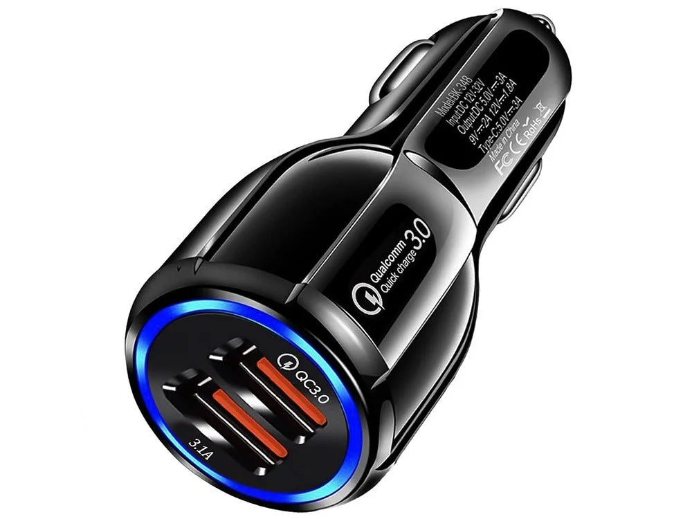 USB Auto Ladegerät mit 2x USB & Quick Charge 3.0 – KFZ Schnellladegerät für 12V/24V Zigarettenanzünder