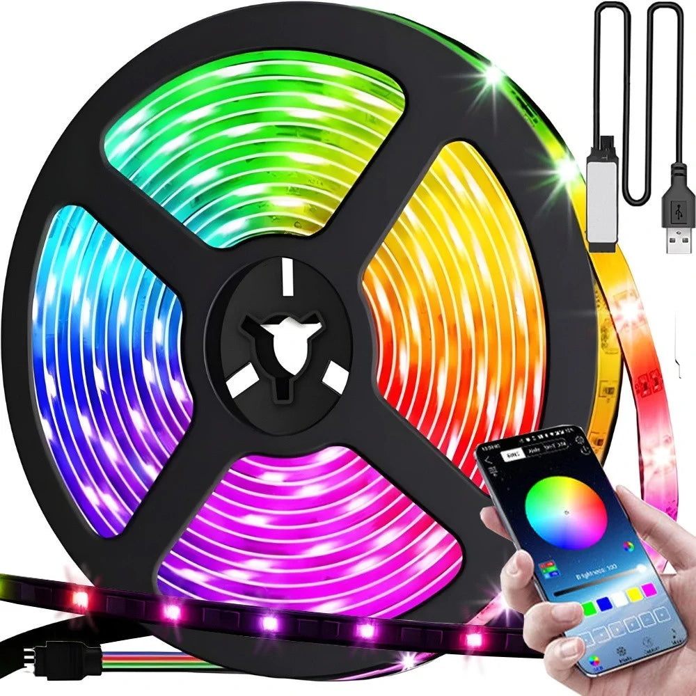 3m LED Strip RGB Bluetooth App Fernbedienung Musikmodus Selbstklebend Lichtband