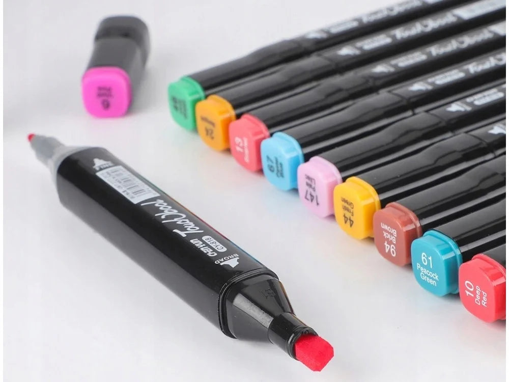 40 Farben Alkoholmarker Set – Doppelseitige Filzstifte mit feiner & breiter Spitze inklusive Etui für Zeichnen, Skizzieren und Kreatives Gestalten