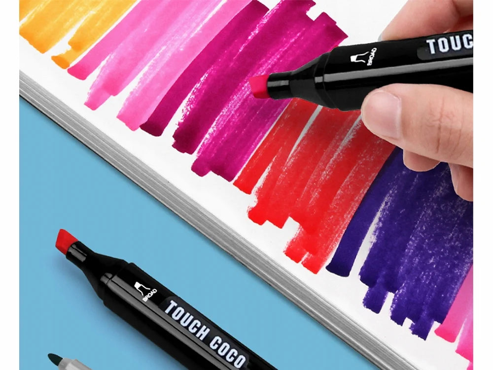 40 Farben Alkoholmarker Set – Doppelseitige Filzstifte mit feiner & breiter Spitze inklusive Etui für Zeichnen, Skizzieren und Kreatives Gestalten