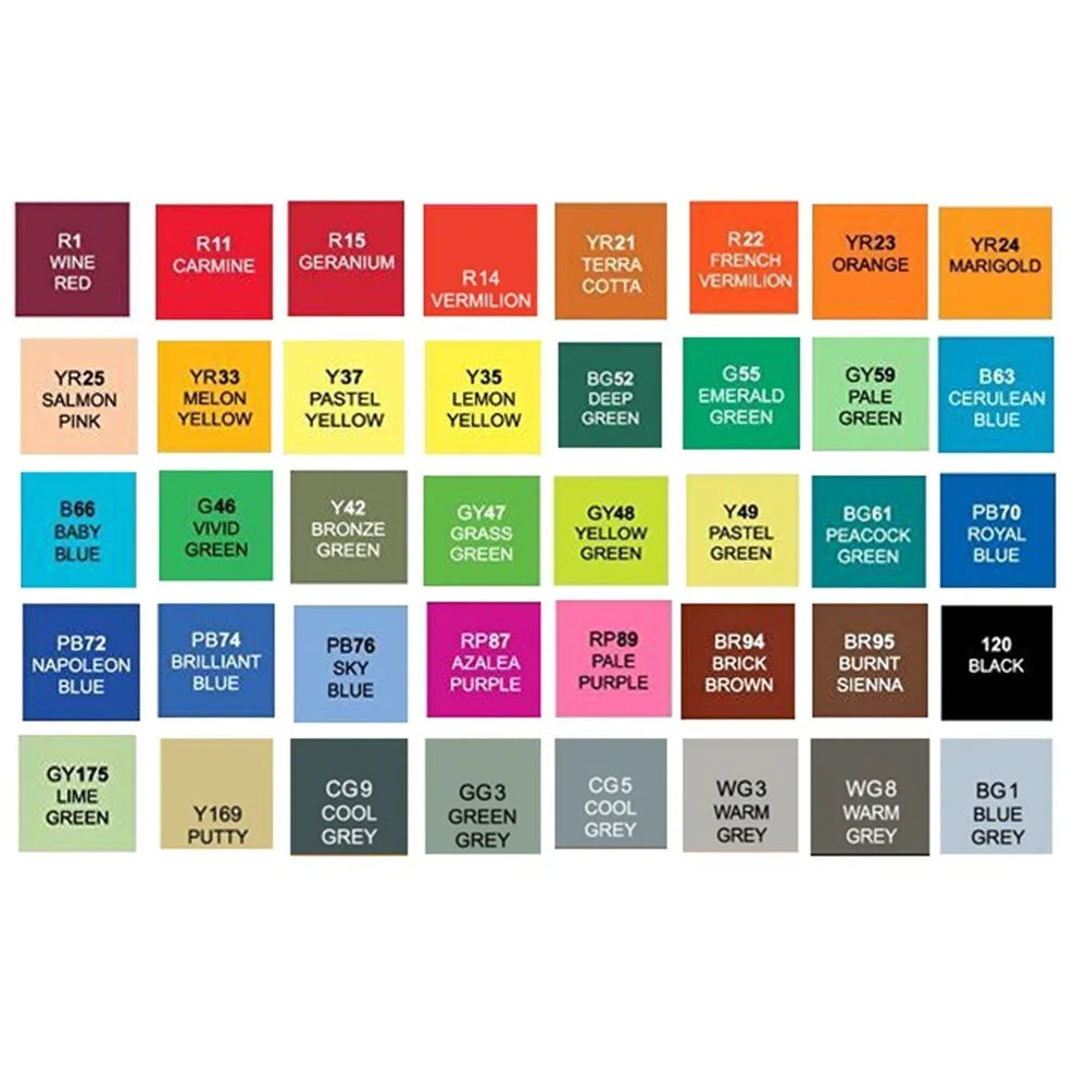 40 Farben Alkoholmarker Set – Doppelseitige Filzstifte mit feiner & breiter Spitze inklusive Etui für Zeichnen, Skizzieren und Kreatives Gestalten