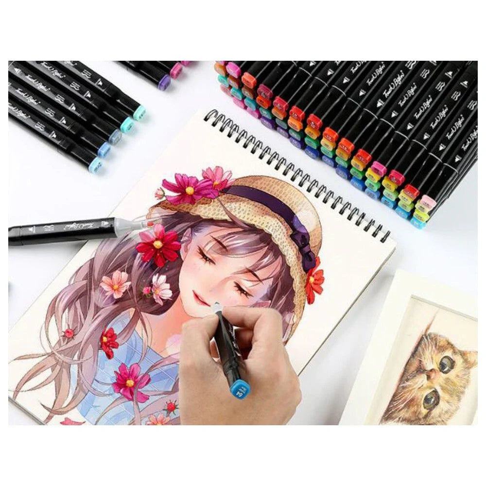 40 Farben Alkoholmarker Set – Doppelseitige Filzstifte mit feiner & breiter Spitze inklusive Etui für Zeichnen, Skizzieren und Kreatives Gestalten