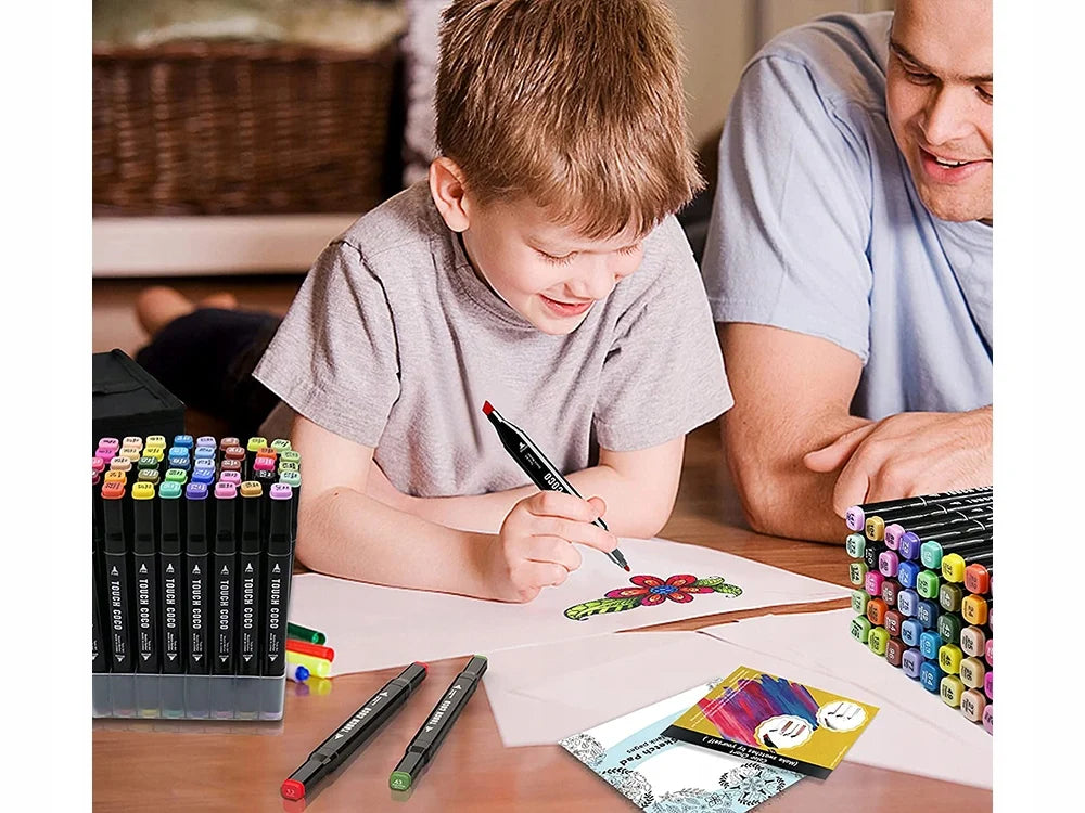 40 Farben Alkoholmarker Set – Doppelseitige Filzstifte mit feiner & breiter Spitze inklusive Etui für Zeichnen, Skizzieren und Kreatives Gestalten