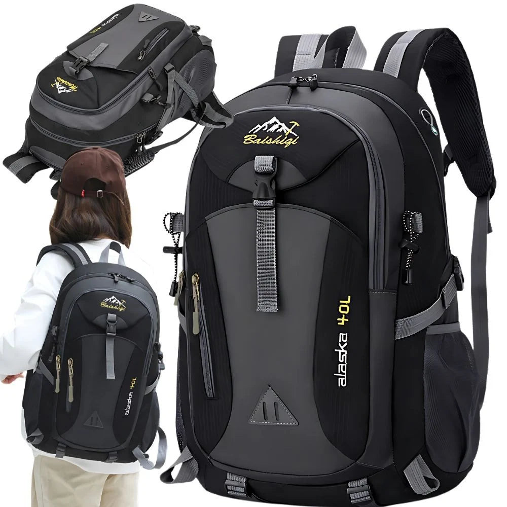 40L Wanderrucksack Trekkingrucksack Reiserucksack Schwarz Outdoor Camping Hüftgu