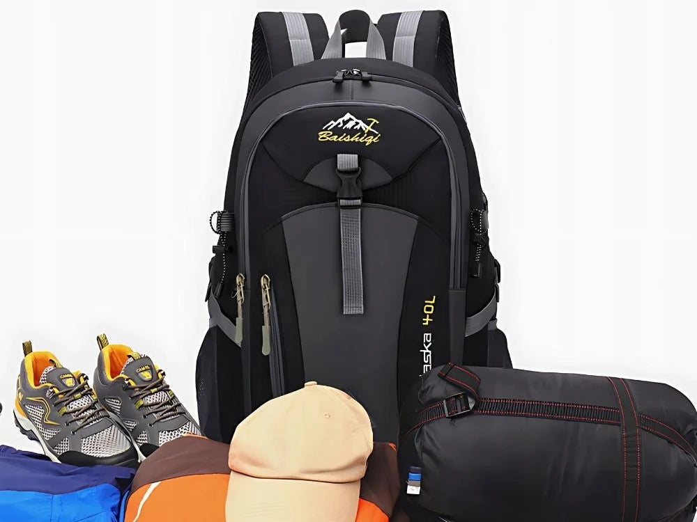 40L Wanderrucksack Trekkingrucksack Reiserucksack Schwarz Outdoor Camping Hüftgu