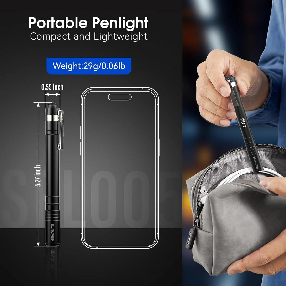 4er Set Mini LED Penlight Taschenlampe IPX4 Wasserdicht mit Clip & Batterien