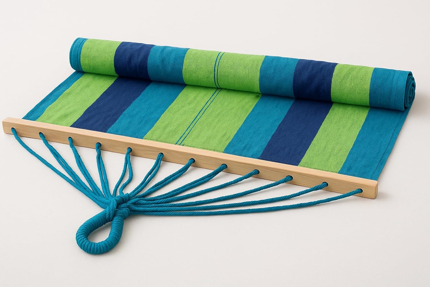 Garten Hängematte 200x80cm mit Holzstab & Seilen – Baumwolle, 150kg