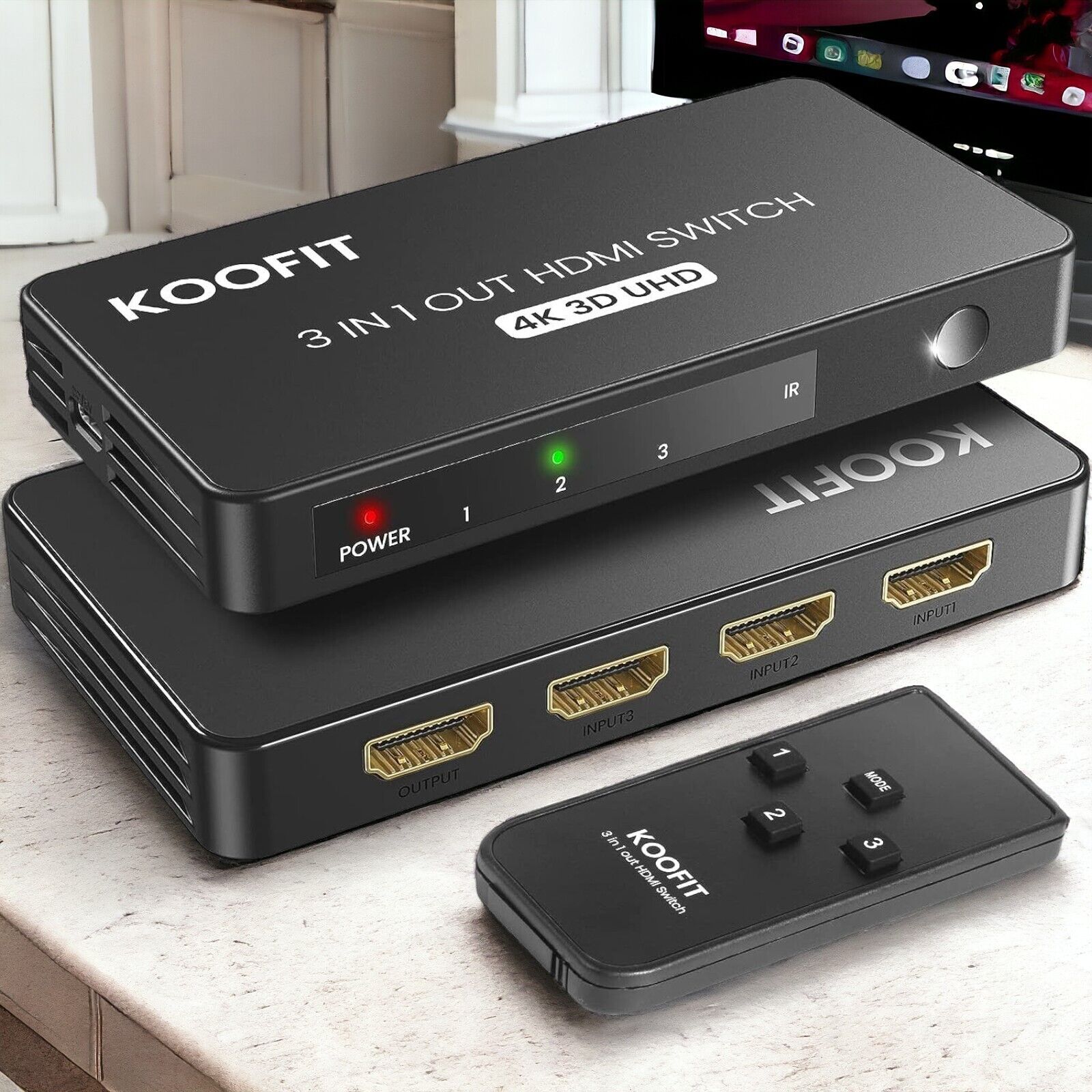 HDMI Splitter 1 in 4 out Umschalter Verteiler Switch Adapter Full HD 4K 1080P 3D