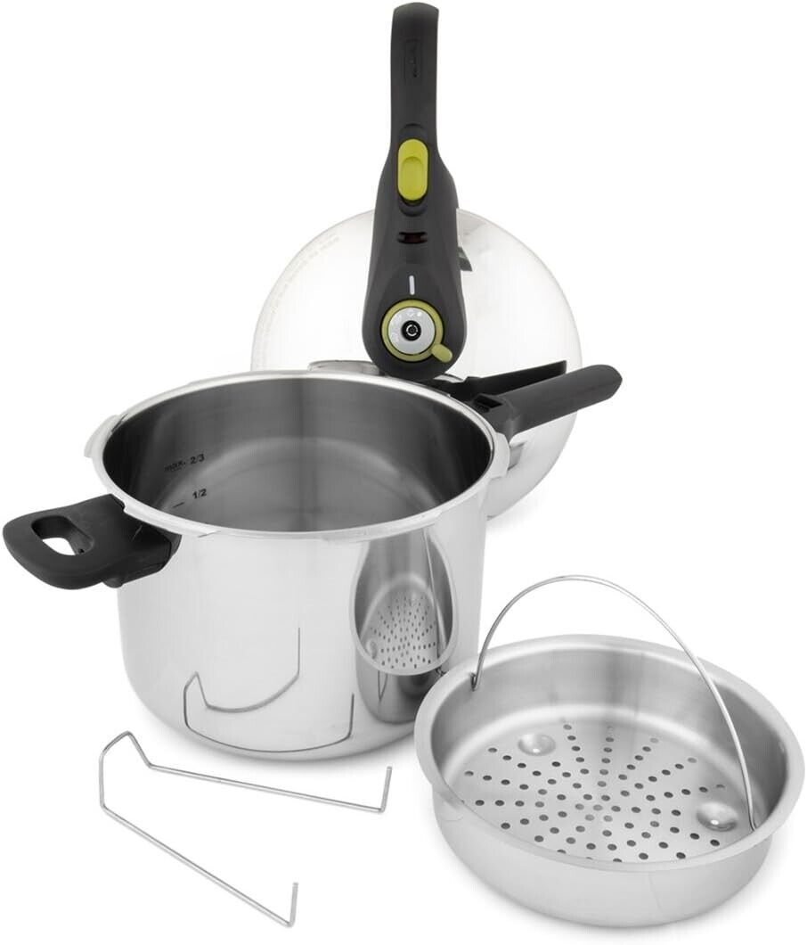 Tefal Secure 5 Schnellkochtopf P25307 | inklusive Dampfkorb mit Dreifuß | 6 L Fassungsvermögen | Hochwertiger Edelstahl | 5-Fach Sicherheitssystem | Geeignet für alle Herdarten, inklusive Induktion