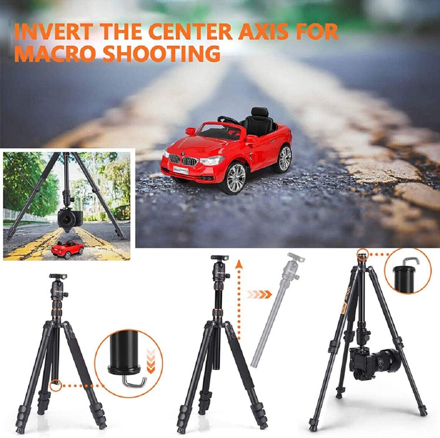 TACKLIFE Camera Mobile Phone Tripod Stand Holder Photo Tripod 55-178cm 360° 9kg Load 