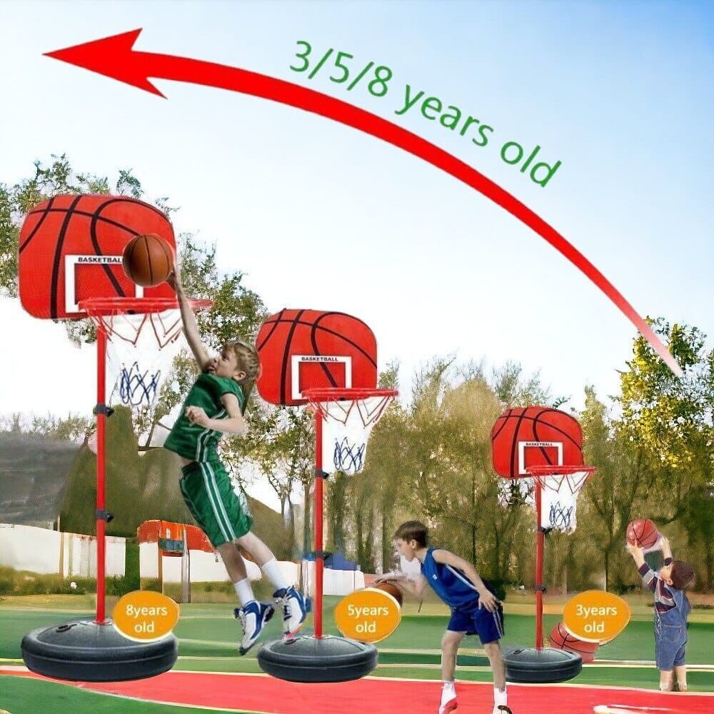 Basketballkorb für Kinder – Komplettset höhenverstellbar 73–170cm mit 2 Bällen & Pumpe