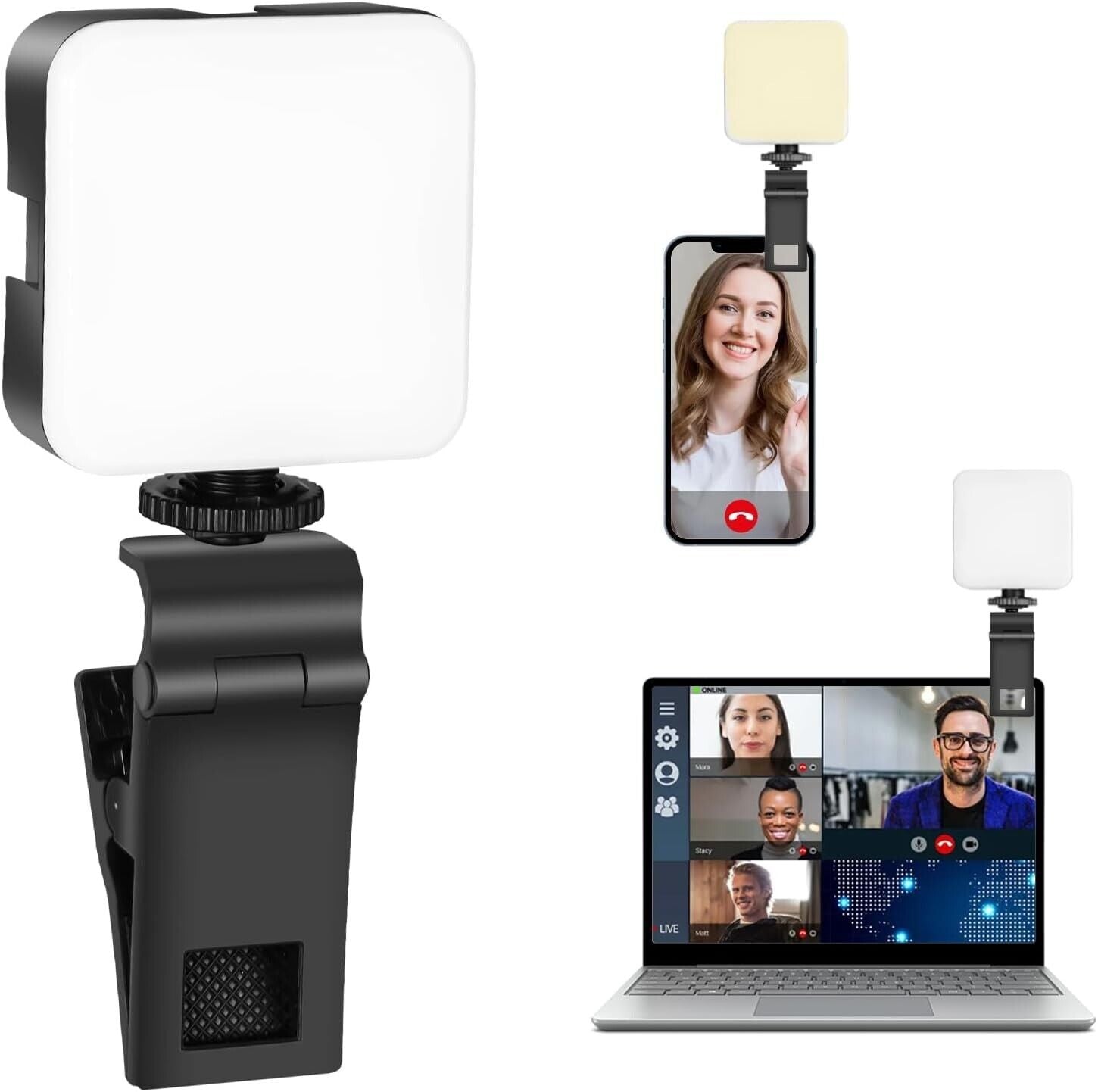 Mobile phone selfie light with clip, video light LED, video light mobile phone light portable