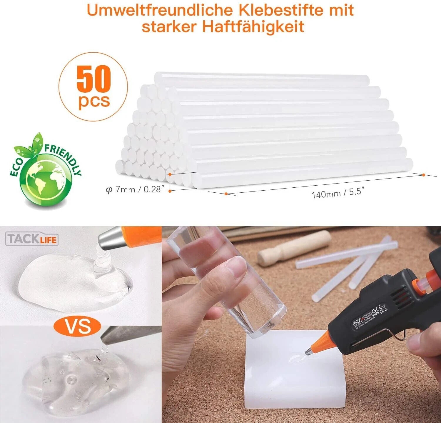 Heißklebepistole 20W Set mit 50 Klebesticks für Basteln Reparatur