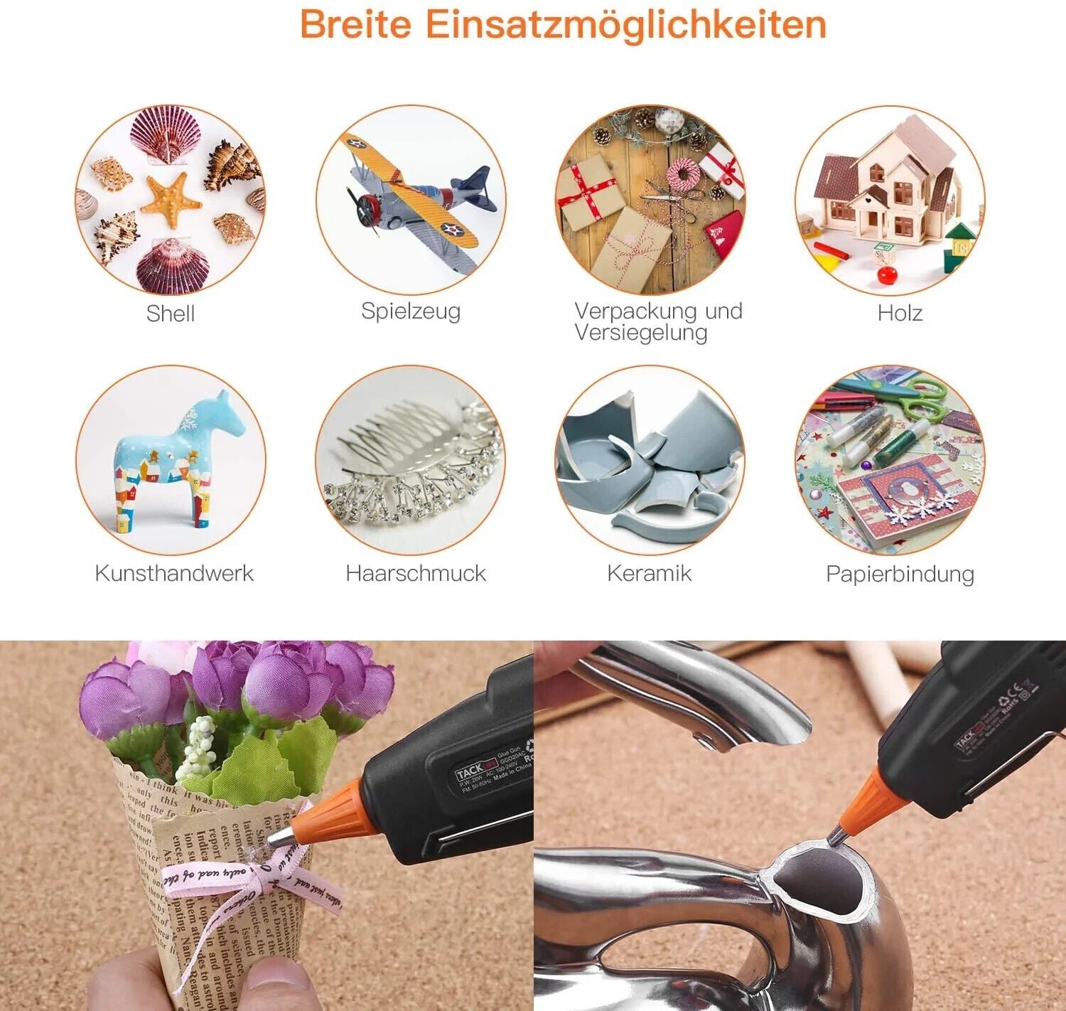 Heißklebepistole 20W Set mit 50 Klebesticks für Basteln Reparatur
